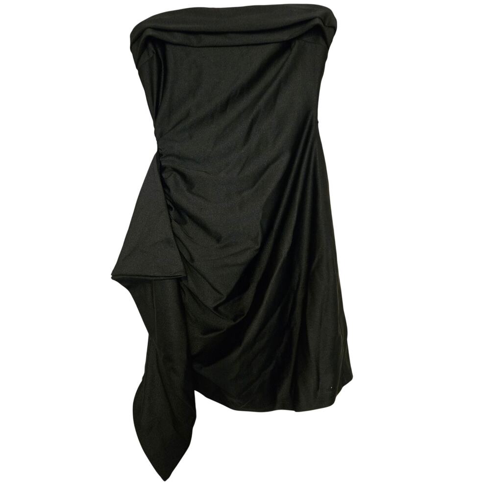 Strapless stretchy body con black dress